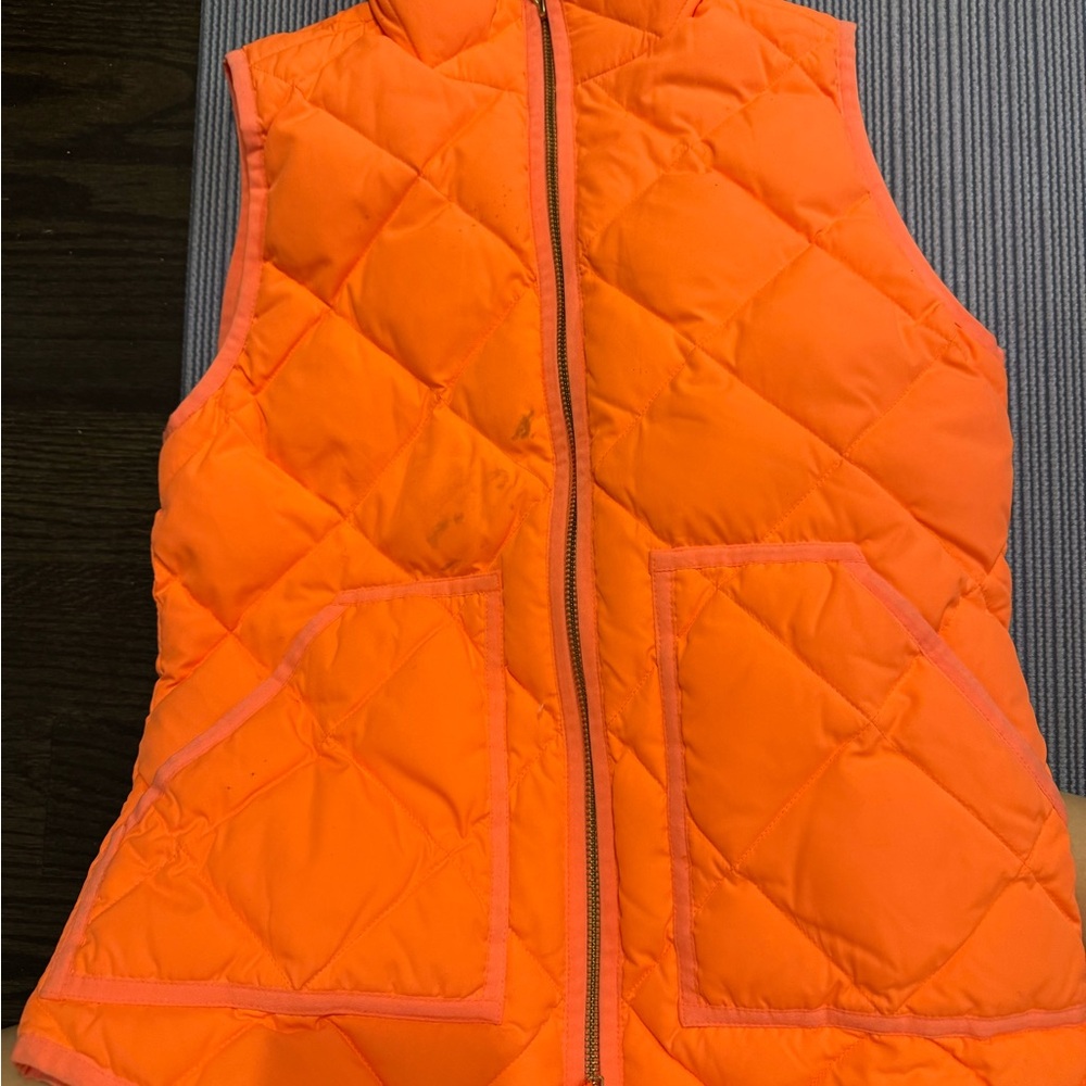 J.Crew Neon Orange Quilted Puffer Vest